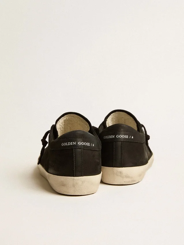 Men's Super-Star in black nubuck with perforated star and black nubuck heel tab