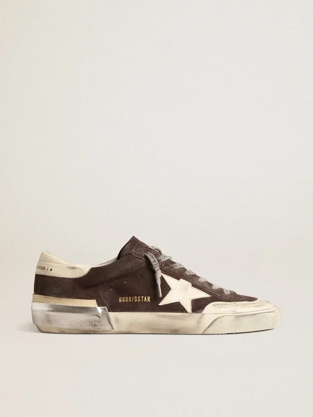 Men's Super-Star in gray suede with ecru nappa star and heel tab