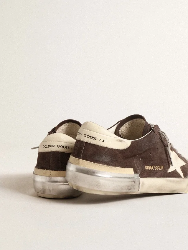 Men's Super-Star in gray suede with ecru nappa star and heel tab