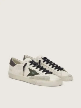 Men’s Super-Star in nappa with green leather star and gray leather heel tab