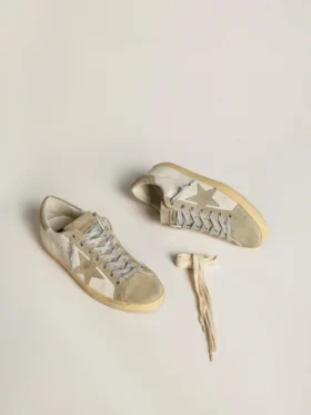 Men’s Super-Star in nappa with ice-gray suede star and black embroidery