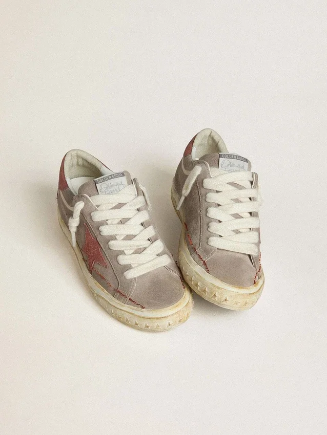Men's Super-Star LTD in gray suede with red waxed suede star and heel tab
