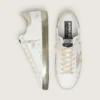 Women's Super-Star with gold sparkle foxing and metal stud lettering