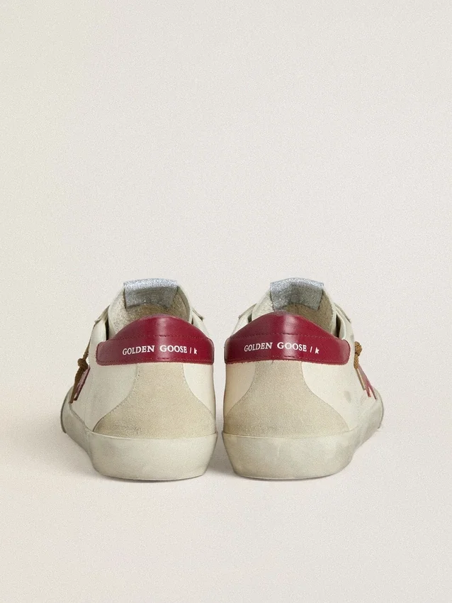 Men's Super-Star with red leather star and beige suede inserts