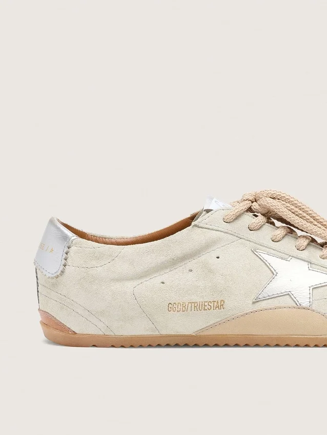 Men's True-Star in light gray suede with metallic silver star and heel tab
