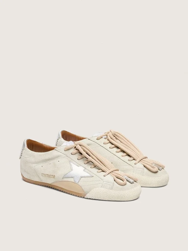 Men's True-Star in light gray suede with metallic silver star and heel tab