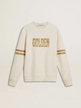 Men's white cotton sweatshirt with front print