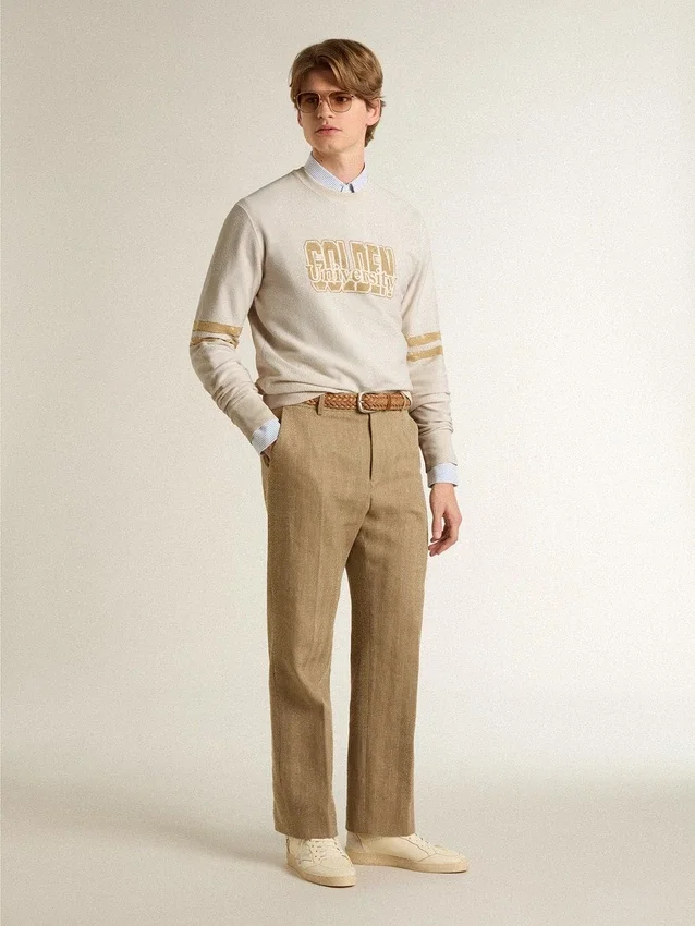Men's white cotton sweatshirt with front print