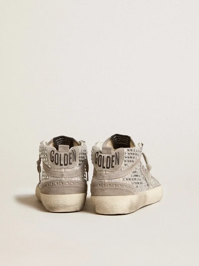Mid Star in silver suede with Swarovski crystals and suede star