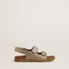 Noa Junior sandals in micro-glitter and platinum leather