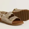 Noa Junior sandals in micro-glitter and platinum leather