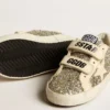 Old School Junior in platinum glitter with leather star and heel tab