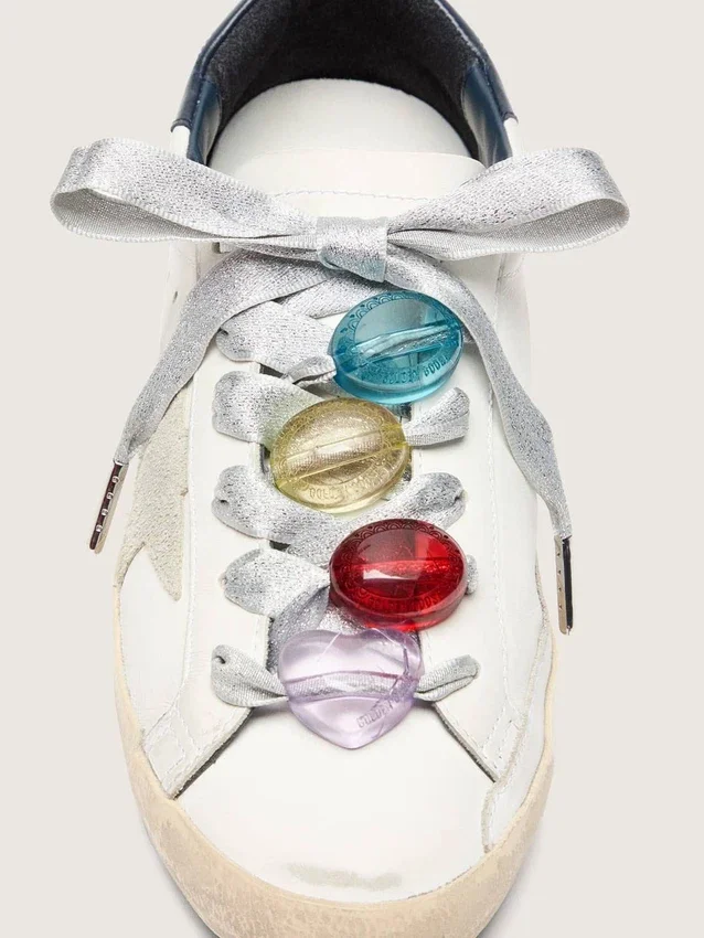 Skins silver laces with four colorful charms