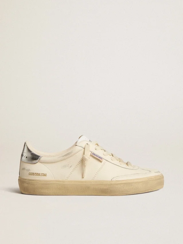 Soul Star in white nappa with metallic silver leather heel tab