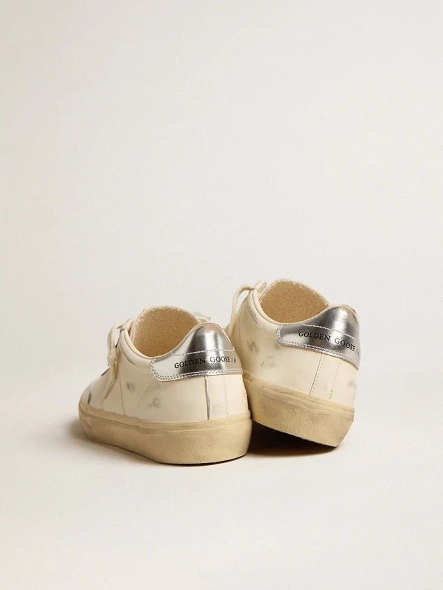 Soul Star in white nappa with metallic silver leather heel tab