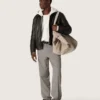 Men’s bomber jacket in burgundy nappa leather
