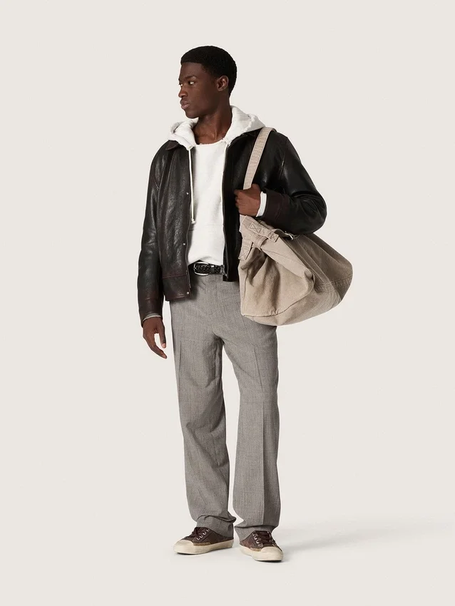 Men’s bomber jacket in burgundy nappa leather