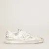 Stardan in white leather with white leather star and heel tab