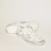Stardan in white leather with white leather star and heel tab