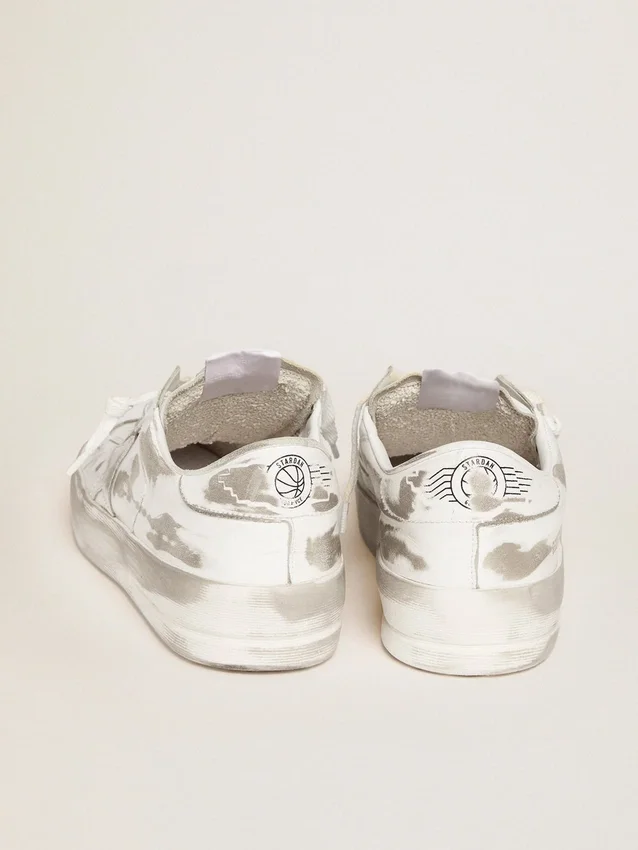 Stardan in white leather with white leather star and heel tab