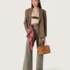 Women's double-breasted blazer in dove-gray chevron wool blend
