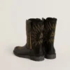 Wish Junior boots in black leather with yellow star embroidery