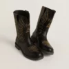 Wish Young boots in black leather with yellow star embroidery