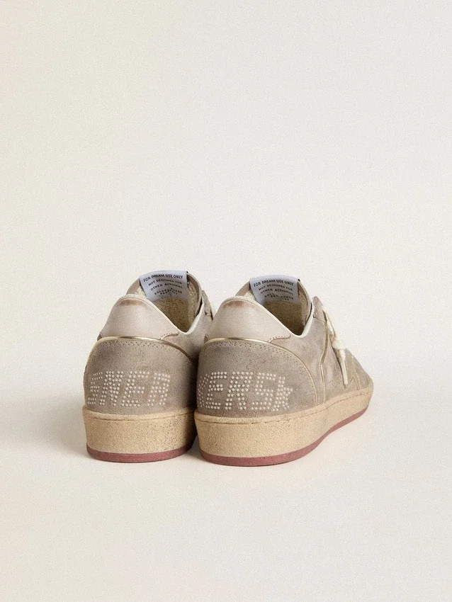 Women's Ball Star in beige suede with gold metallic leather star and bead lettering
