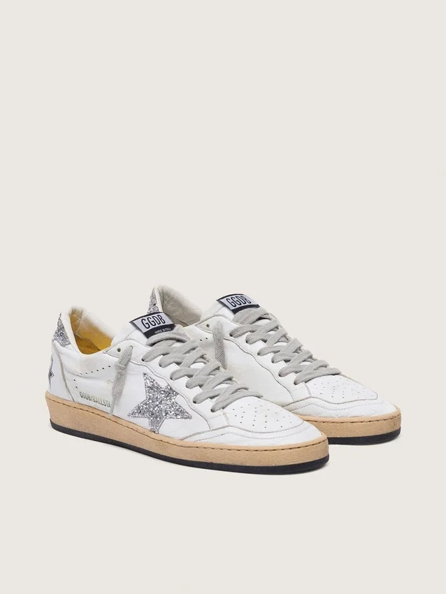 Women's Ball Star in nappa with silver glitter star and heel tab