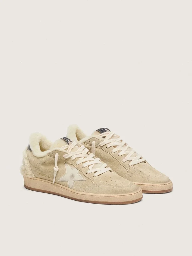Women's Ball Star in suede and shearling with white patent leather star