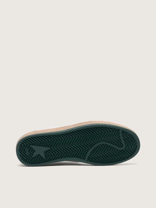 Women's Ball Star in white nappa leather with green leather star and heel tab