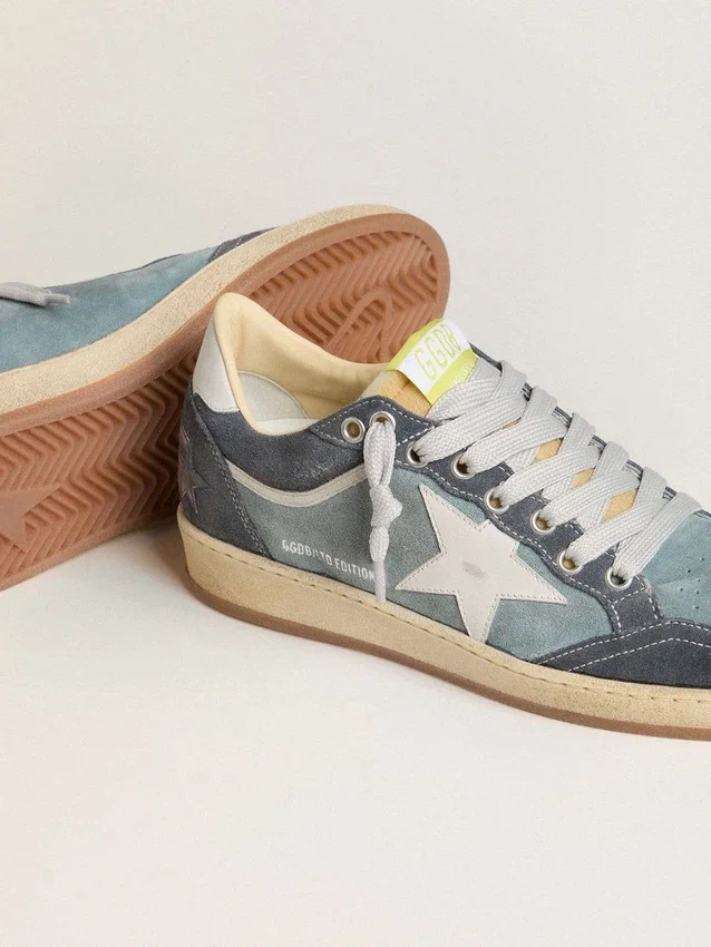 Women's Ball Star LTD in light blue suede with milk-white leather star and heel tab