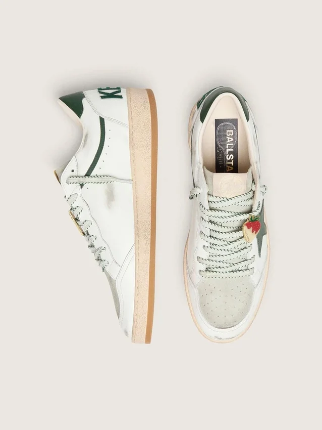 Men’s Ball Star LTD in white leather with green star and Skins