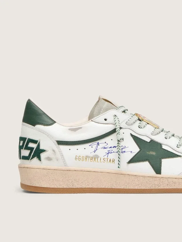Men’s Ball Star LTD in white leather with green star and Skins
