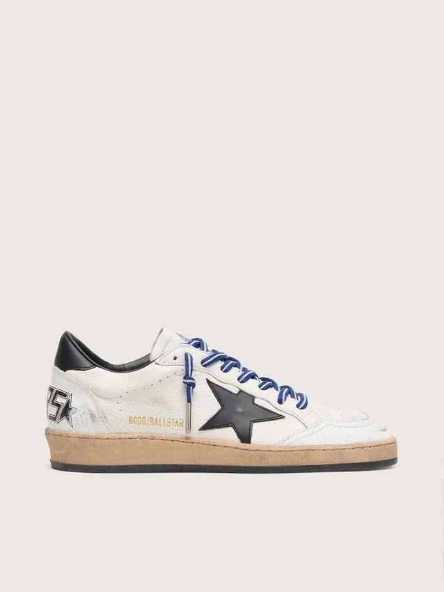 Men's Ball Star LTD in white nappa leather with black leather star and heel tab