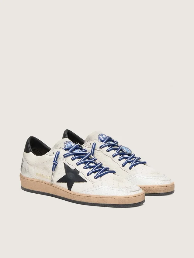 Men's Ball Star LTD in white nappa leather with black leather star and heel tab