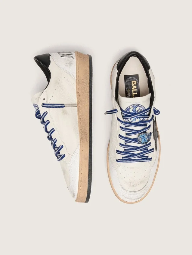 Men's Ball Star LTD in white nappa leather with black leather star and heel tab
