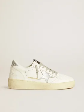 Women's Ball Star with silver leather star and silver glitter heel tab