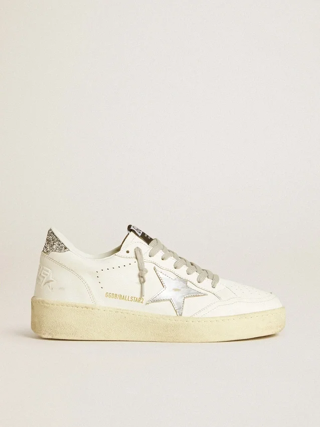 Women's Ball Star with silver leather star and silver glitter heel tab