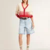 Women's Bermuda shorts in lived-in effect denim