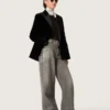 Women's boyfriend jeans in gray denim with silver gradient-effect studs