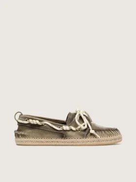 Women’s Cruise espadrilles in military-green canvas with white hiking laces