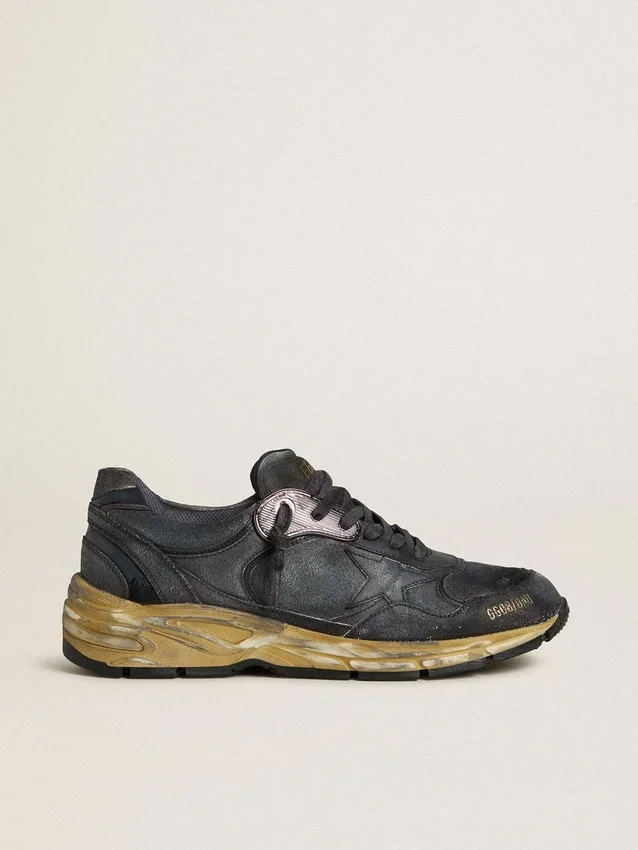 Men's Dad-Star in black naplak and crackle leather with black star and heel tab