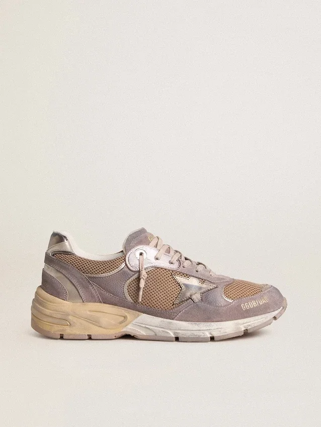 Women's Dad-Star in lilac suede and mesh with laminated leather star and heel tab
