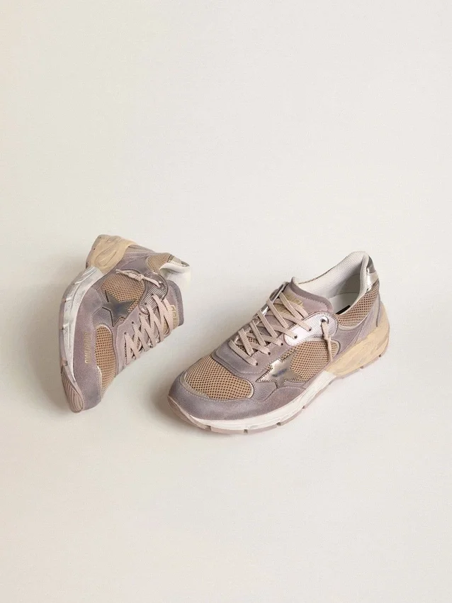 Women's Dad-Star in lilac suede and mesh with laminated leather star and heel tab