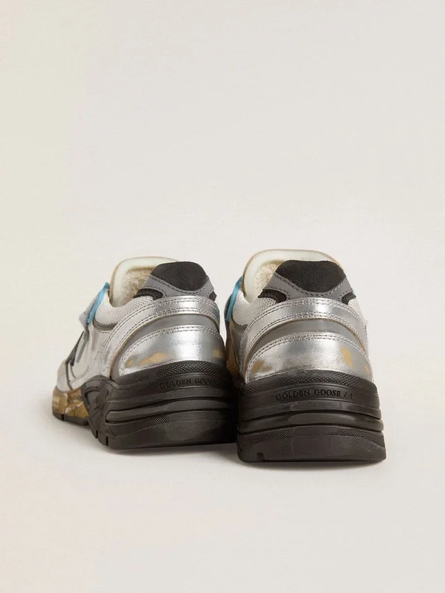 Women's Dad-Star in mesh and silver foiled leather with black suede star