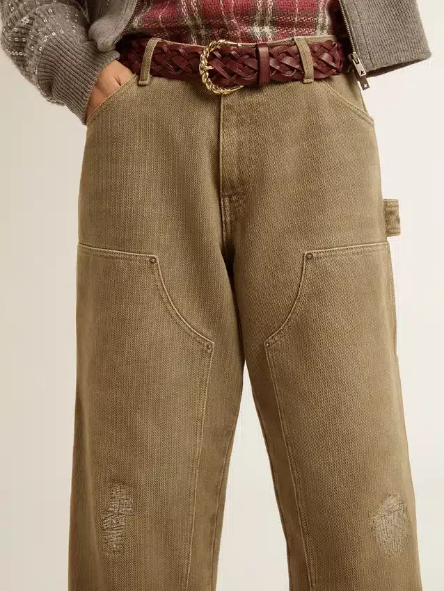 Women's distressed-effect cotton pants