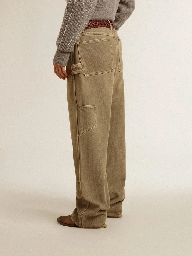 Women's distressed-effect cotton pants
