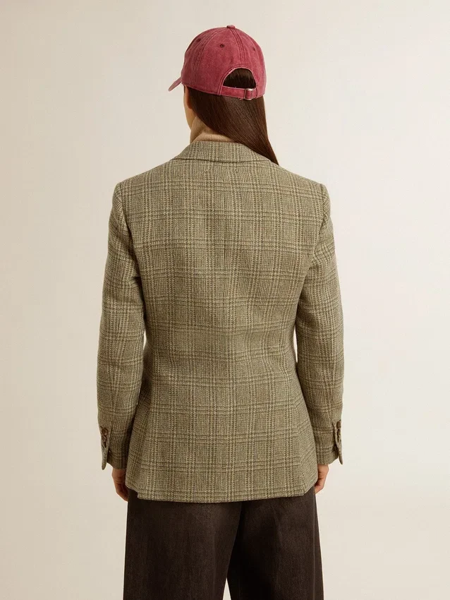 Women's double-breasted blazer in Shetland wool