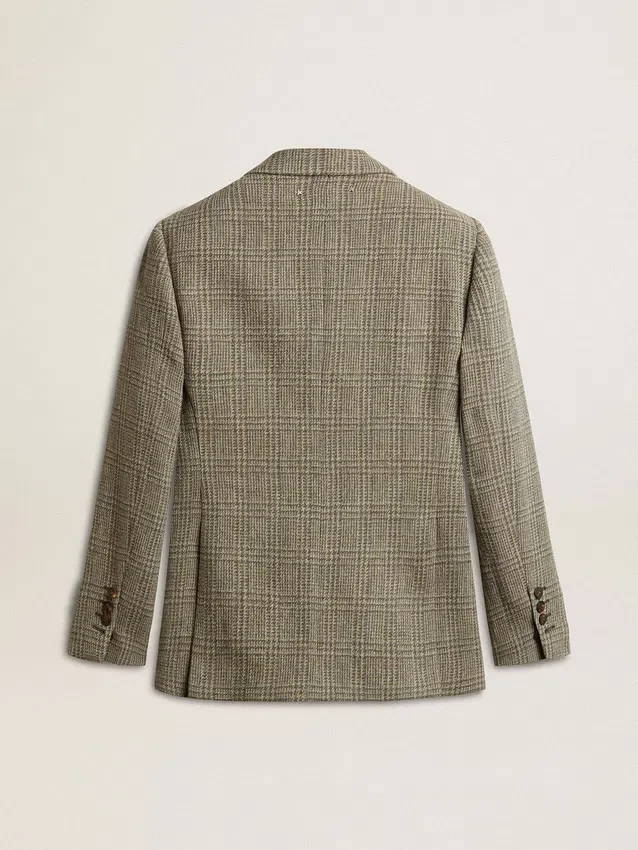 Women's double-breasted blazer in Shetland wool